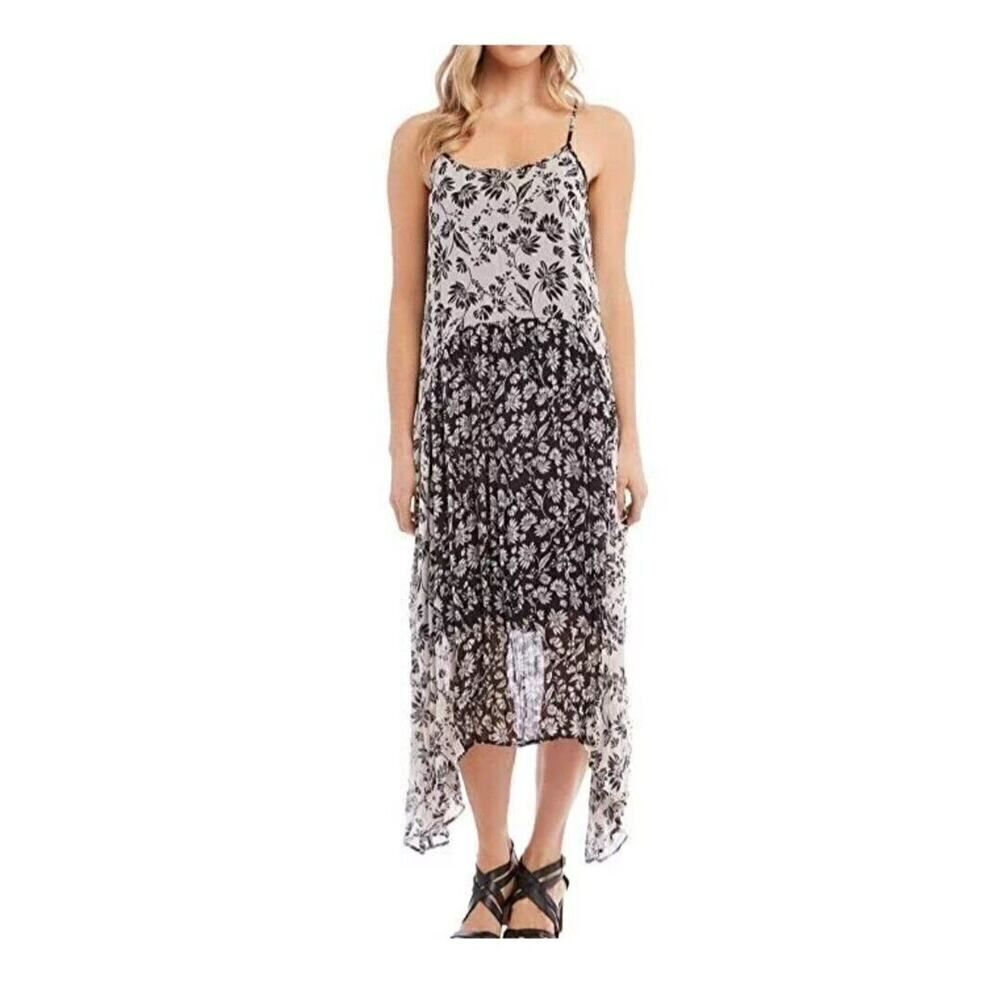 Karen Kane Women's Mixed Print Cami Floral Slip Dress Size L Color Black/White